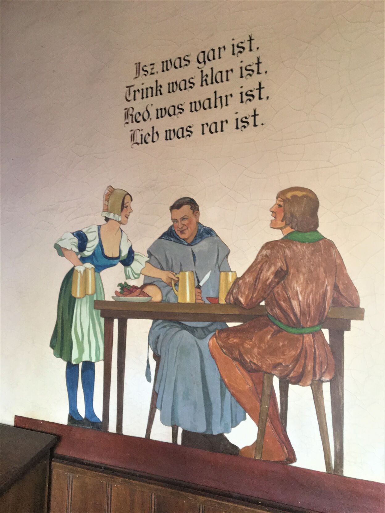German language wall mural in the former Sternewirt (Tap Room) guest tour center at the former Pabst brewery in downtown Milwaukee